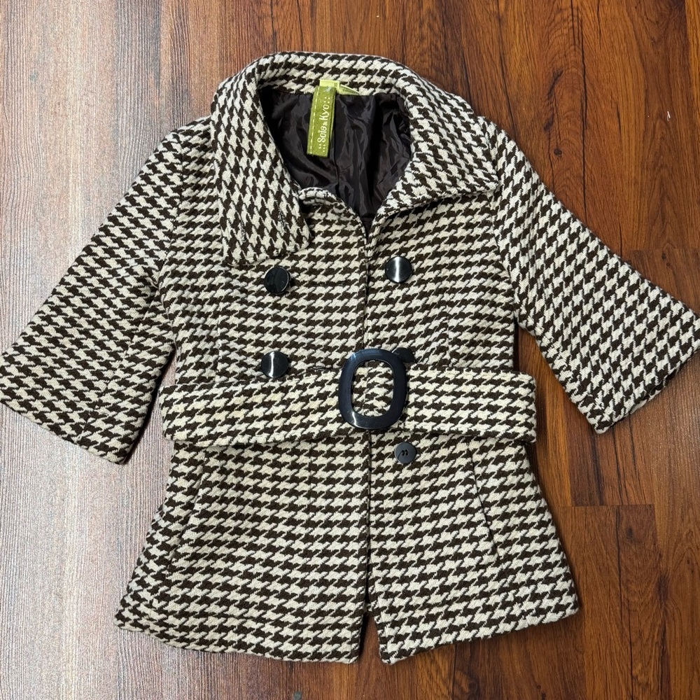 Soia Kyo Wool Blend Jacket Houndstooth Black Cream XS